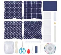 WEBEEDY 8 Kit de Couture Sashiko Pin Cushion pour Débutant,Kit de Couture de Coussins d'Aiguilles de Broderie avec Gabarit Sashiko, Aiguilles, Fil, Fournitures pour Bricolage
