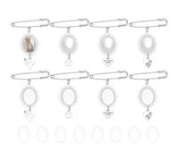 WEBEEDY 8 Sets Bouquet de Mariage Charms Photo Patte de Chien Bouquet pour Animaux de Compagnie Pin Memorial Charm avec Cabochons en Verre Transparent, Charms Photo pour Bouquets de Mariée