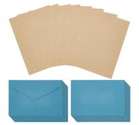 WEBEEDY 80 Ensemble de Papeterie 50 Feuilles de Papier Vintage + 30 Enveloppes Papier A5 Horizontal avec Enveloppes Bleues de 11.3x16.2 cm pour Invitations de Fête D'Halloween et de Noël