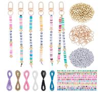 WEBEEDY 848 Pcs Kit de Création de Porteclés Amitié avec 600 Perles Lettres Prénom,Fil Ciré,Fermoirs,Perles Étoile Espaceurs,Charmes Perle Argile,Kit Porte-Clés Personnalisé pour Charmes Sac Trousse