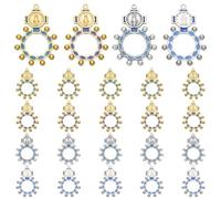 WEBEEDY Anneau de Chapelet de Doigt 24 PCS 4 couleurs en Alliage Anneau de Chapelet Catholique avec Médailles Milagrosa Anneau Catholique Double Face Anneau de Doigt Unique Cadeaux de Foi 3.2x4.8cm