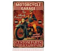 WEBEEDY Art Mural de Moto en Métal Vintage Signe en Étain de Moto Rétro Cool pour Décoration de Garage de Dame Amusante Affiche pour le Bar Café Pub Cave à Hommes Garage Décoration la Maison 20x30cm