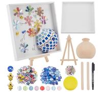 WEBEEDY Bricolage de Mosaïque Kit de Peinture de Mosaïque de Vase de Fleur fait à la Main Cadre Carré Mosaïque Kits d'Art et d'Artisanat Kits de Mosaïque pour Adultes avec Instruction,20x20cm