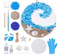 WEBEEDY Bricolage Ornement solaire en Verre de Mer Océan Vague Déferlante Ornement de Plage Fait Main en Résine de Verre de Mer avec Instruction pour Adultes Débutants Décoration d'Intérieur