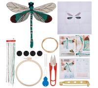 WEBEEDY Broche libellule Kit de Broderie à la main 3D Animal Kit de Broche libellule Kit de Démarrage de Broderie avec Cercle de Broderie Motif Imprimé Instruction pour Mariage Fête Broche Cadeau