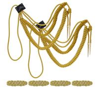 WEBEEDY Cordon avec Aiguillette Dorée et Epaulettes tressées Insigne militaire traditionnel tressé avec 2 breloques en forme de cône Accessoires pour uniformes militaires