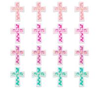 WEBEEDY Croix Florale Perles de Silicone 4 Couleurs 16 PCS 2.4x3.4cm