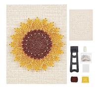 WEBEEDY DIY Tournesol String Art Craft Kit pour Débutants Art de Ficelle de Tournesol Kit d'Art de Ficelle d'ongle Kit d'Artisanat de Bricolage Fournitures d'Art Projets d'Artisanat