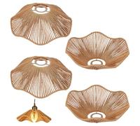 WEBEEDY Ensemble de 4 Abat-jour Boho Petits Caches Lampen Abat-jour Tressé en Osier Style Vintage Naturel en Corde Papier 30 cm pour Lampes de Table Lampadaires Suspensions Décor de Pièce