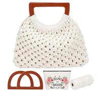 WEBEEDY Ensemble de Sacs en Dentelle à Faire Soi-même - Sac Fourre-tout pour Femme/Fille avec Poignée en Bois - Kit de Démarrage pour Idées Cadeaux Boho (Naturel)