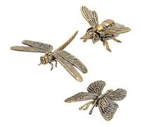 WEBEEDY Figurines en Laiton 3 Styles Papillon Dragonfly Abeille Doré Figurines Animales Mini Statues Animales en Laiton Insectes Décoratifs Table D'Ordinateur Décoration Maison