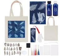 WEBEEDY Kit Cyanotype DIY avec 30 feuilles de Papier D'Impression 1 Sac en Toile Vierge 10 Marque Pages pour Adultes Impression Soleil Nature Kit de Sensibilisateur Cyanotype