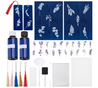 WEBEEDY Kit Cyanotype Fleurs Set de Papier Cyanotype à Haute Sensibilité Papier D'Impression Solaire Cyanotype Kit avec 20 Styles Autocollants de Fleurs pour Adultes 30 feuilles 21.1 x 14.8cm