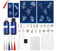WEBEEDY Kit Cyanotype Papier Cyanotype Fleurs Feuilles Papier d'Art Solaire Lot de 30 Feuilles de Papier A5, 2 Composants Sensitizer Set, Outils et Instruction pour Adultes Débutants