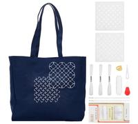 WEBEEDY Kit de Broderie Sac Fourre-Tout DIY Sashiko avec Modèle et Instructions, Fourre-Tout en Toile Vierge avec Fournitures de Modèle Sashiko pour Adultes Débutants en Artisanat