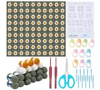 WEBEEDY Kit de Couverture au Crochet pour Débutants Kit de Crochet de Carrés Granny Daisy pour Adulte avec Tutoriels Vidéo Étape Par Étape Fil à Aiguille à pour Tricot Facile (Vert),90x70cm