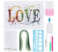 WEBEEDY Kit de Création de Quilling en Papier pour la Saint-Valentin pour Adultes Débutant Kit de Création de Quilling en Papier avec Outils de Quilling en Papier et Instructions (A4,21x29.7 cm)