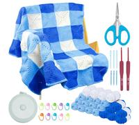 WEBEEDY Kit de Crochet Complet pour Débutants Kit de Couverture au Crochets avec Carrés de Grand Mère et Tutoriels Vidéo Fils de Crochet Modèle Facile pour Adultes Tricoter à Noël