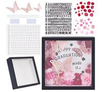 WEBEEDY Kit de Décoration de Calotte de Graduation DIY Boîte Ombre 3D Souvenir pour Diplômés, Kit Complet avec Fleurs Artificielles, Papillons 3D & Autocollants pour Graduation Universitaire