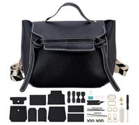 WEBEEDY Kit de Fabrication de Sac à Main en Cuir PU Kit de Couture de Sac à Main avec Instruction, Kit de Tricotage Crochet Tout les Matériaux pour Anniversaire Noël Cadeau Sac, 30x21x13cm (Noir)