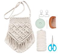 WEBEEDY Kit de Fabrication de Sac Macramé pour Adultes Débutants Beige Kit de Fabrication de Sac Epaule Macramé avec 109 Yards 3mm Cordon Macramé et Tutoriels Vidéo Décoration de Vacances