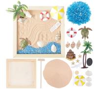 WEBEEDY Kit de Jardin Zen de Plage pour Bureau Mini Jardin Zen de Bureau avec Sable Arbre Artificiel Rochers et Accessoires Cadeaux de Décoration de Méditation Carré(15x15cm)