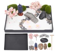 WEBEEDY Kit de jardin zen japonais Zen Sand Rock Garden Home Office Accessoires de bureau Sable Zen Jardin Pleine Conscience Méditation Jardin Cadeaux pour la maison, le bureau Relaxation