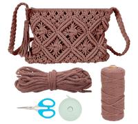 WEBEEDY Kit de Macramé DIY - Sac D'Épaule Bohème Facile à Réaliser Avec Corde de Coton 3mm Sur 130m - Tutoriel Vidéo Inclus - Pour Adultes - Décor de Plage D'Été (Marron)