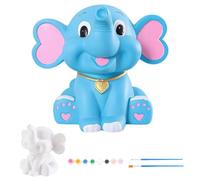 WEBEEDY Kit de Peinture de Tirelire Éléphant en Céramique Non Peinte pour Adultes Débutants Peignez Votre Propre Boîte à Économies en Forme D'Éléphant en Céramique Blanche avec Peinture et Pinceaux