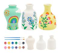 WEBEEDY Kit de peinture sur poterie en 3 styles de vases Paint Your Own Ceramic Poterie Pots de fleurs en céramique non peinte Kit de bricolage pour les débutants Projet d'artisanat en classe