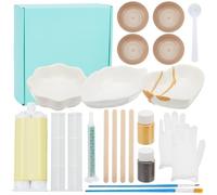 WEBEEDY Kit de Réparation Kintsugi 19 pièces Or & Argent Kit de Réparation de Céramique pour Débutants DIY Kintsugi Kit de Réparation de Kintsugi Complet Cadeau D'Art Japonais