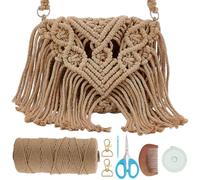 WEBEEDY Kit de Sac à Bandoulière en Macramé à Fabriquer Soi-même pour Adultes Débutants, Kit de Sac à Main à Nouer soi-même avec Tutoriels Vidéo, Corde en Macramé de 3 mm, Outils, Décoration de Plage