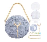 WEBEEDY Kit de sac à main en maille en toile plastique à faire soi-même avec feuilles de toile en plastique, ruban, chaînes, pompon doré et instructions (français non garanti), ensemble complet de