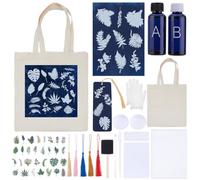 WEBEEDY Kit de Sac Cyanotype DIY Comprend un Sensibilisateur, 10 Papiers, 10 Signets et Outils pour l'Impression Cyanotype, Fabriquez Votre Propre Fourre-tout Kit d'Impression Solaire pour Plans Bleus