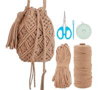 WEBEEDY Kit de Sac Seau Macramé à Faire Soi Même - Corde de Coton 3mmX130m avec Tutoriel Vidéo, Fabrication de Sac à Main Boho pour Débutants Adultes (Café)