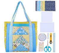 WEBEEDY Kit de Sac Triangulaire Matelassé DIY Petite Pochette Kit de Départ Matelassé avec 3 couleurs 21 tissus Outils de Quilting et Tutoriel Vidéo Étape Par Étape pour Débutants Adultes