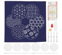 WEBEEDY Kit de Set de Table Sashiko DIY avec Motifs Traditionnels de Broderie Japonaise Sashiko, Nappes en Tissu D'Artisanat D'Art avec Instructions pour la Décoration de Table