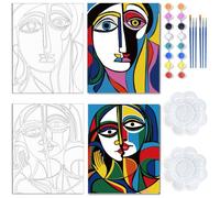 WEBEEDY Kit de Toile Pré-Pompée Ensemble de Peinture sur Toile Pré-Imprimée Kit de Peinture Acrylique Abstraite Avant DIY Adulte SIP Paint Party Home Decor Anniversaire Halloween Cadeau,2pcs 20x25cm