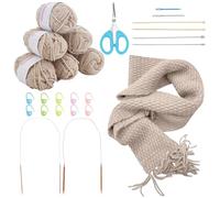WEBEEDY Kit de Tricot pour Écharpe Kit Complet de Tricot pour Adultes Débutants Ensemble pour Apprendre à Tricoter une Écharpe avec de la Laine Aiguilles à Tricoter Instructions Détaillées
