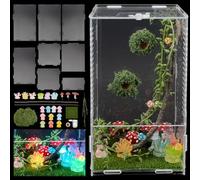 WEBEEDY Kit d'Enclos pour Araignées Sauteuses Habitat DIY pour Insectes Terrariums pour Mantes Religieuses Acrylique Petit Terrarium pour Reptiles avec Champignons Lumineux Abreuvoir Habitat Complet
