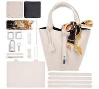 WEBEEDY Kit DIY de Sac en Cuir PU Outil de Couture Ensemble de Matériaux Complet pour Création de Sac à Main Cadeau Personnalisé pour Femmes Saint Valentin 30x16.5x22 cm (Beige)