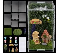 WEBEEDY Kit Enceinte pour Araignées Sauteuses Habitat Insectes à Faire Soi-Même Terrarium pour Petits Reptiles Terrariums pour Mantes Religieuses Terrarium en Acrylique avec Décor Habitat 8x8x15cm