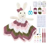 WEBEEDY Kit Lapin au Crochet pour Débutants,Kit Lapin au Crochet avec Fil,Tutoriels Vidéo et Crochet pour Adultes,Kit de Démarrage pour Couverture Animale au Crochet