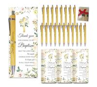 WEBEEDY Lot de 36 stylos à bille en vrac avec cartes inspirantes - Cadeau chrétien pour parrains, invités, membres de l'église, baptême, souvenir, fête prénatale