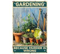 WEBEEDY Panneau de Jardin Rétro en Métal Panneau Hoeing Ain't Easy Panneau de Jardin en Fer Blanc Décoratif Poster en Fer Blanc Epais pour Maison Cour Nature Décoration Murale,20x30 cm