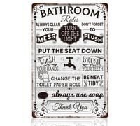 WEBEEDY Panneau de Règles de Salle de Bain Vintage Métal Étain Signes Drôles de Salle de Bain Enseignes de Garage Décoration Murale Suspendue pour Salle de Bain Bar à Café Décoration de Garage 20x30cm