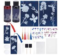 WEBEEDY Papier Impression Soleil Kit Papier Cyanotype Fleurs Papier Art Soleil Set Papier Impression Nature Papier Cyanotype Haute Sensibilité pour Adultes,30 Feuilles 22x15.5cm