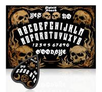 WEBEEDY Plateau de Spiritisme en Bois avec Planchette, Plateau de Divination avec Pendule en Forme de Crâne et Flammes, Plateau de Jeu, Plateau de Décision Oui ou Non, Pendule pour Halloween