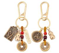 WEBEEDY Porte-clés Feng Shui Chinois 2 Styles Porte-clés Serpent du Zodiaque Chinois avec 5 Pièces Feng Shui Porte-clés Gourde Porte-clés Breloque Animaux du Zodiaque Chinois (8 cm)