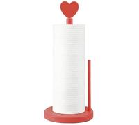 WEBEEDY Porte-essuie-Tout en Bois Mignon en Forme de Cœur Rouge Support Autoportant pour Rouleau de Cuisine à Base Stable Organisateur d'Essuie-Tout pour Plan de Travail Assemblage Facile Accessoire
